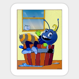 Blissfully Happy Blue Bee Sticker